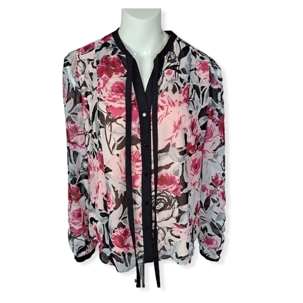 Karl Lagerfeld Floral Tie‎ neck Blouse